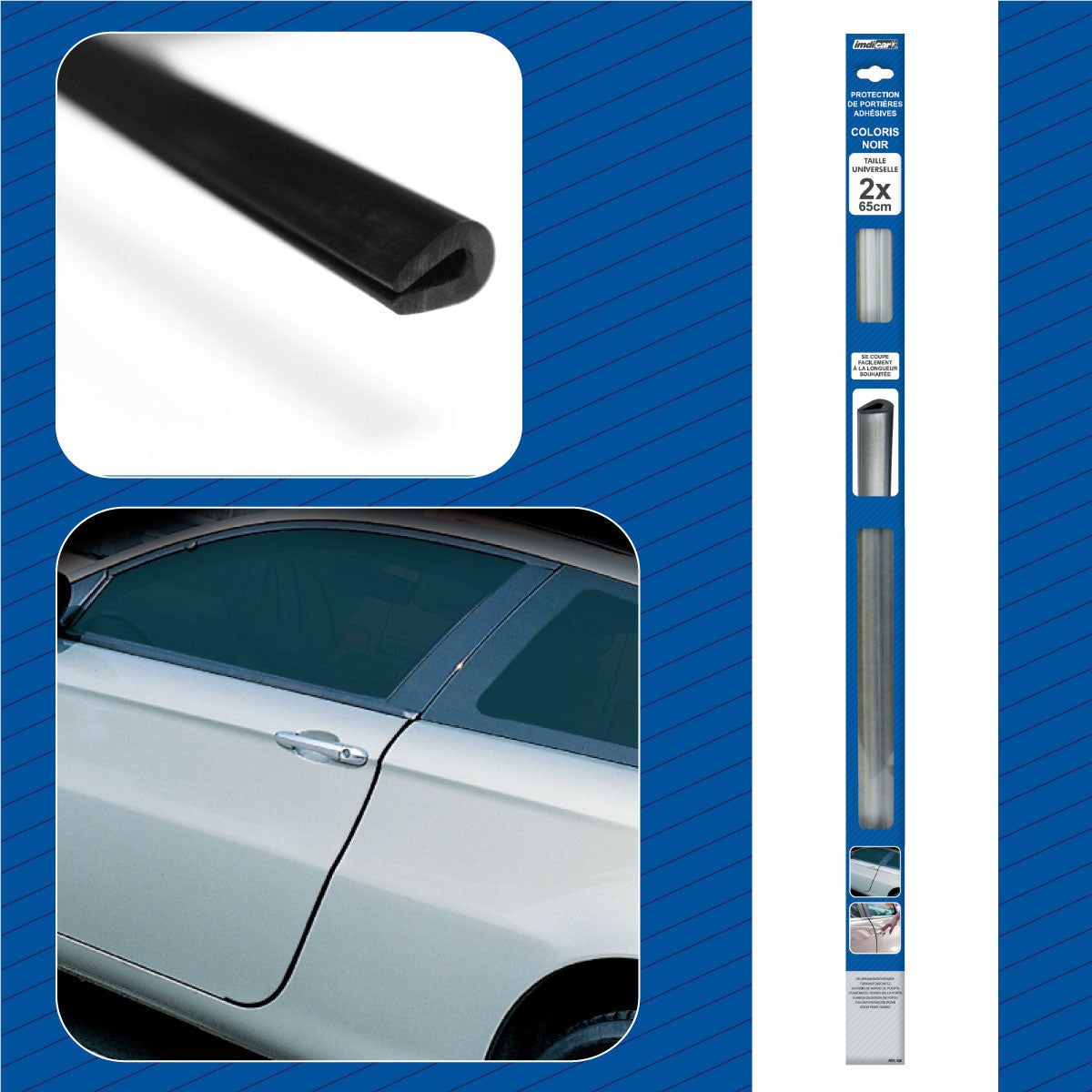 ImdiCar Adhesive Black Door Edge Protectors | Set of 2 | 25 inches each