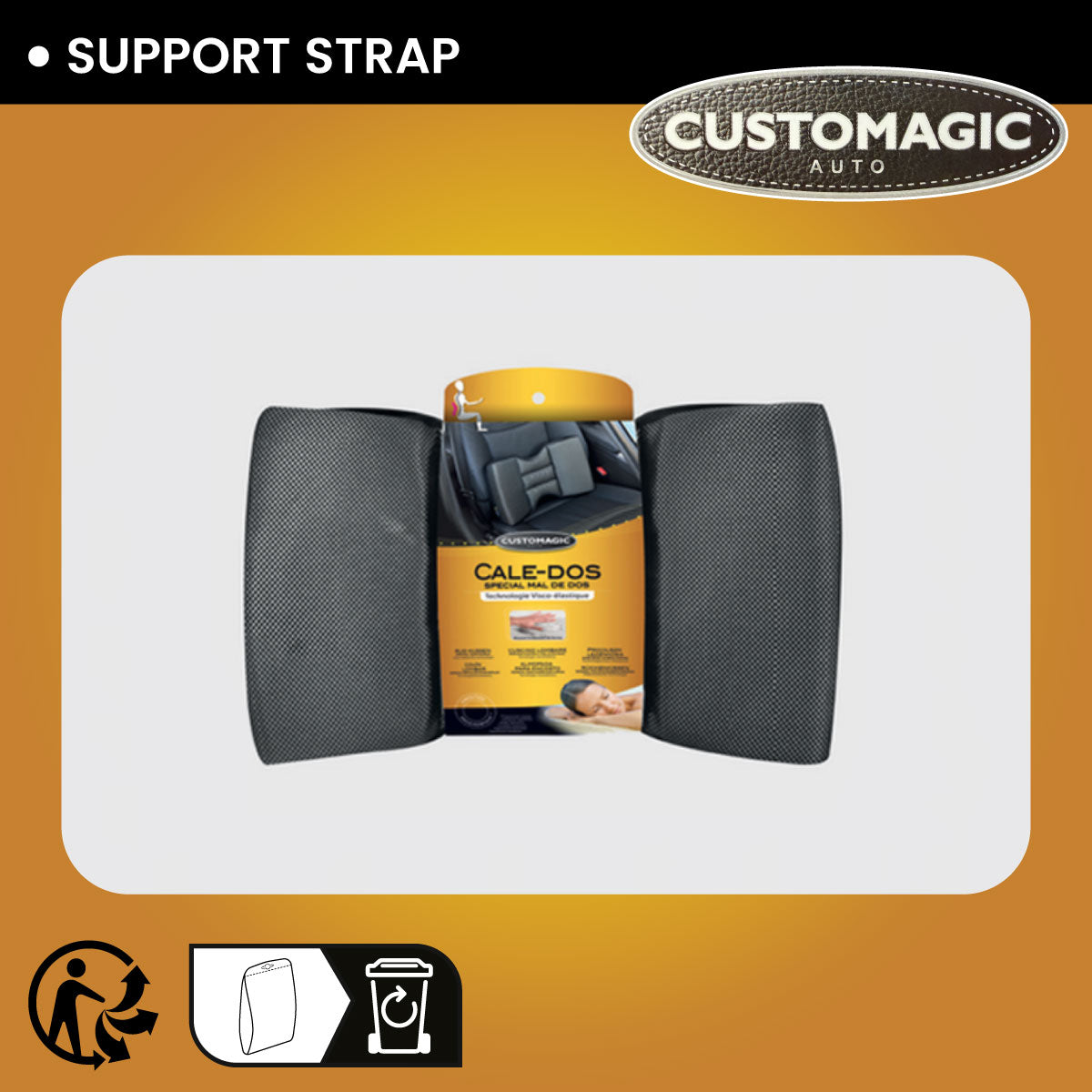 Customagic Adjustable Backrest Pad | Ergonomic | Optimal Back Support