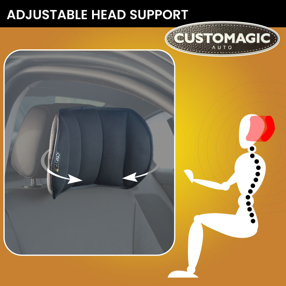 Customagic Adjustable Head Support | Ergonomic | Optimal Neck Support