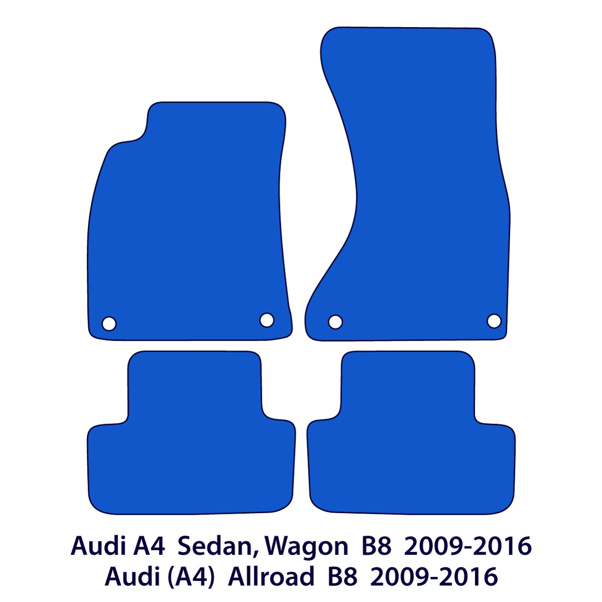 Audi A4 &amp; S4 Velour Floor Mats 2009-2016 – B8 – Black Exclusive