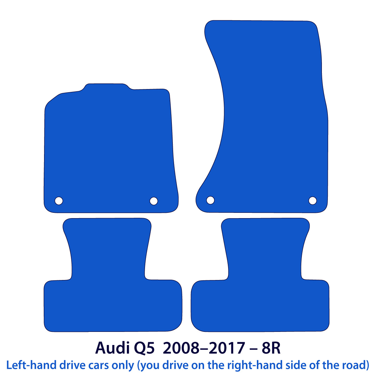 Audi Q5 Velour Floor Mats 2008-2017 – 8R – Silver Stitching