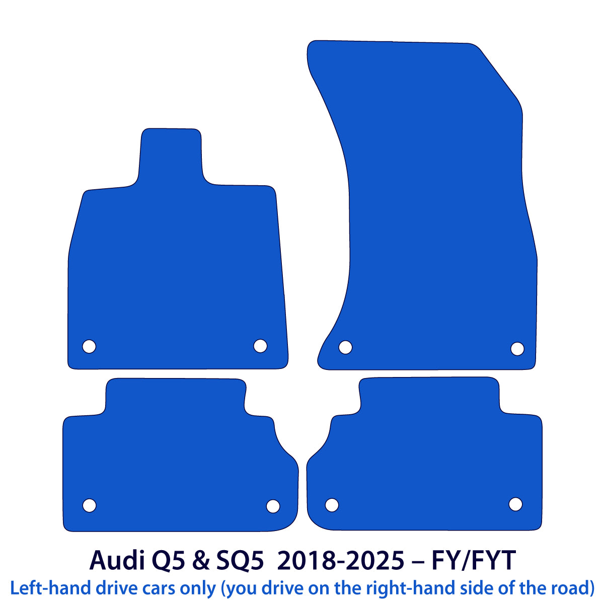 Audi Q5 &amp; SQ5 Velour Floor Mats 2018-2025 – FY/FYT – Black Exclusive