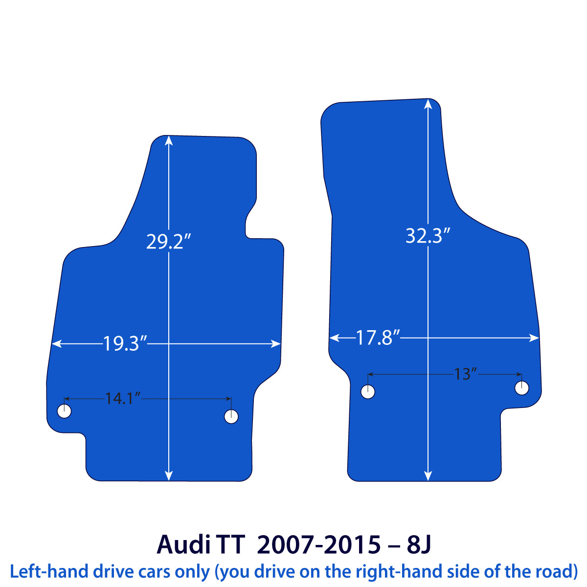 Audi TT / TTS / TT RS Velour Floor Mats 2007-2015 – 8J – Black