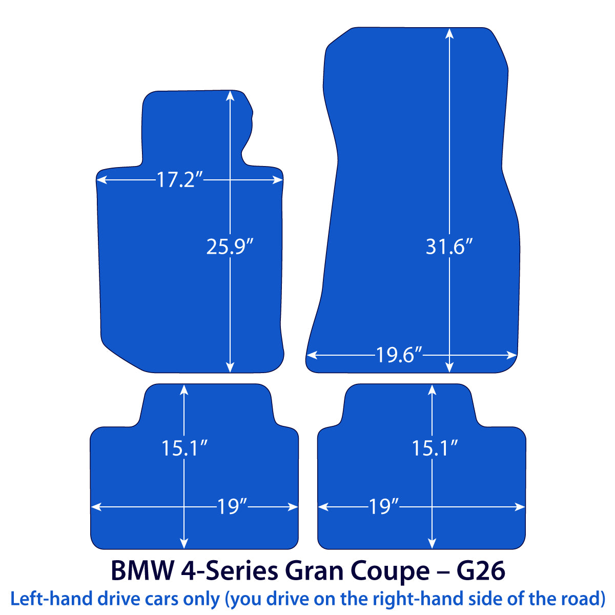 BMW 4-Series Gran Coupé Velour Floor Mats 2021-2026 – G26 – 4 Logo