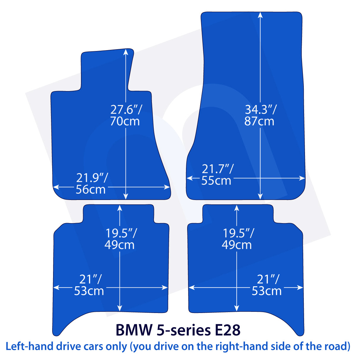 BMW 5-Series Velour Floor Mats 1981-1988 – E28 – M Stitching