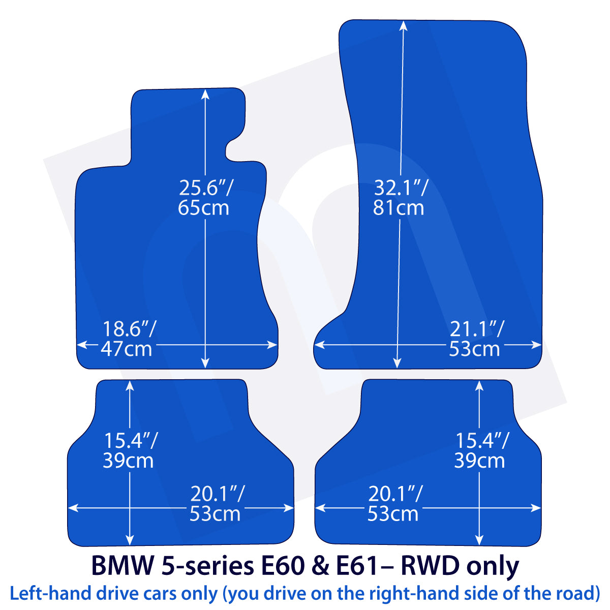 BMW 5-Series Velour Floor Mats RWD 2004-2010 – E60, E61 – Black