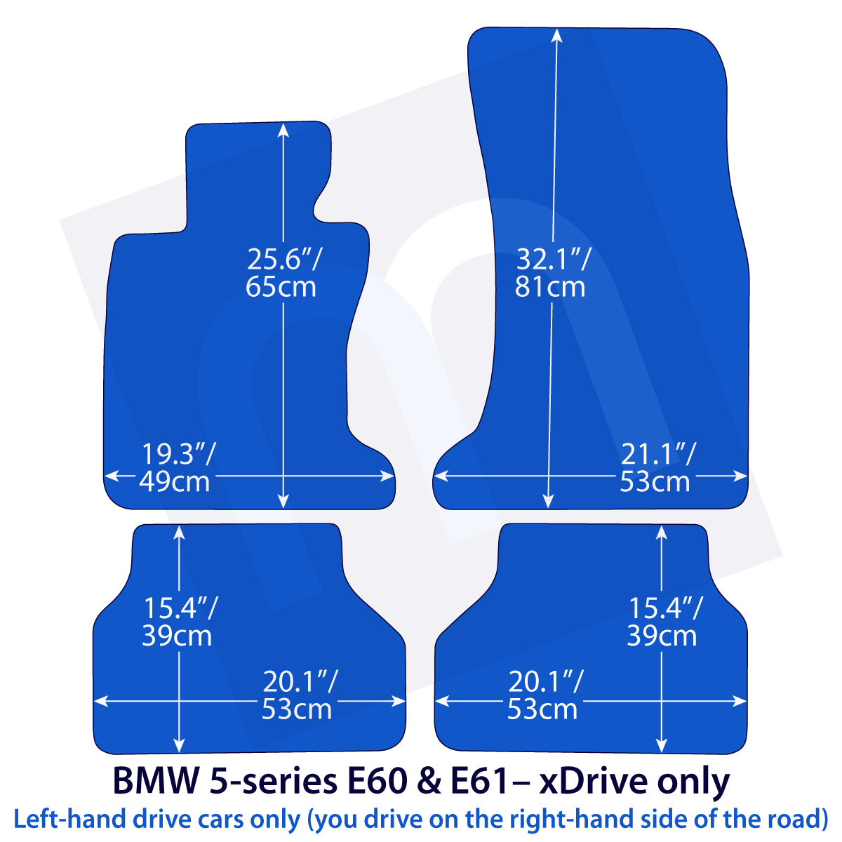 BMW 5-Series Velour Floor Mats xDrive 2004-2010 – E60, E61 – 5 Logo