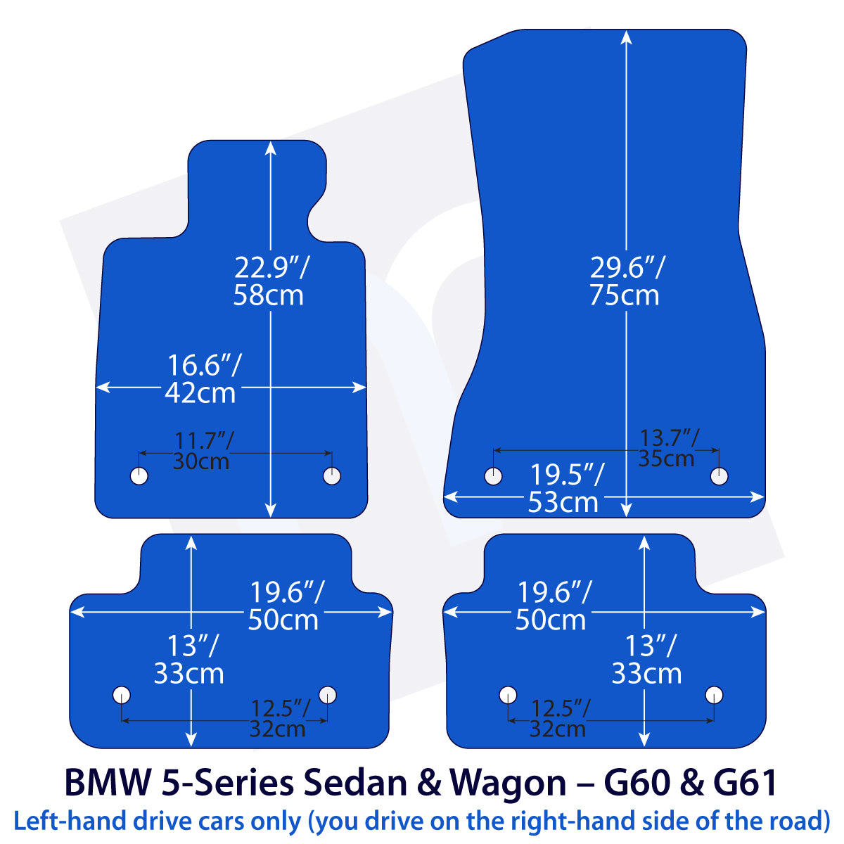 BMW 5-Series Velour Floor Mats – G60, G61 – Black Exclusive