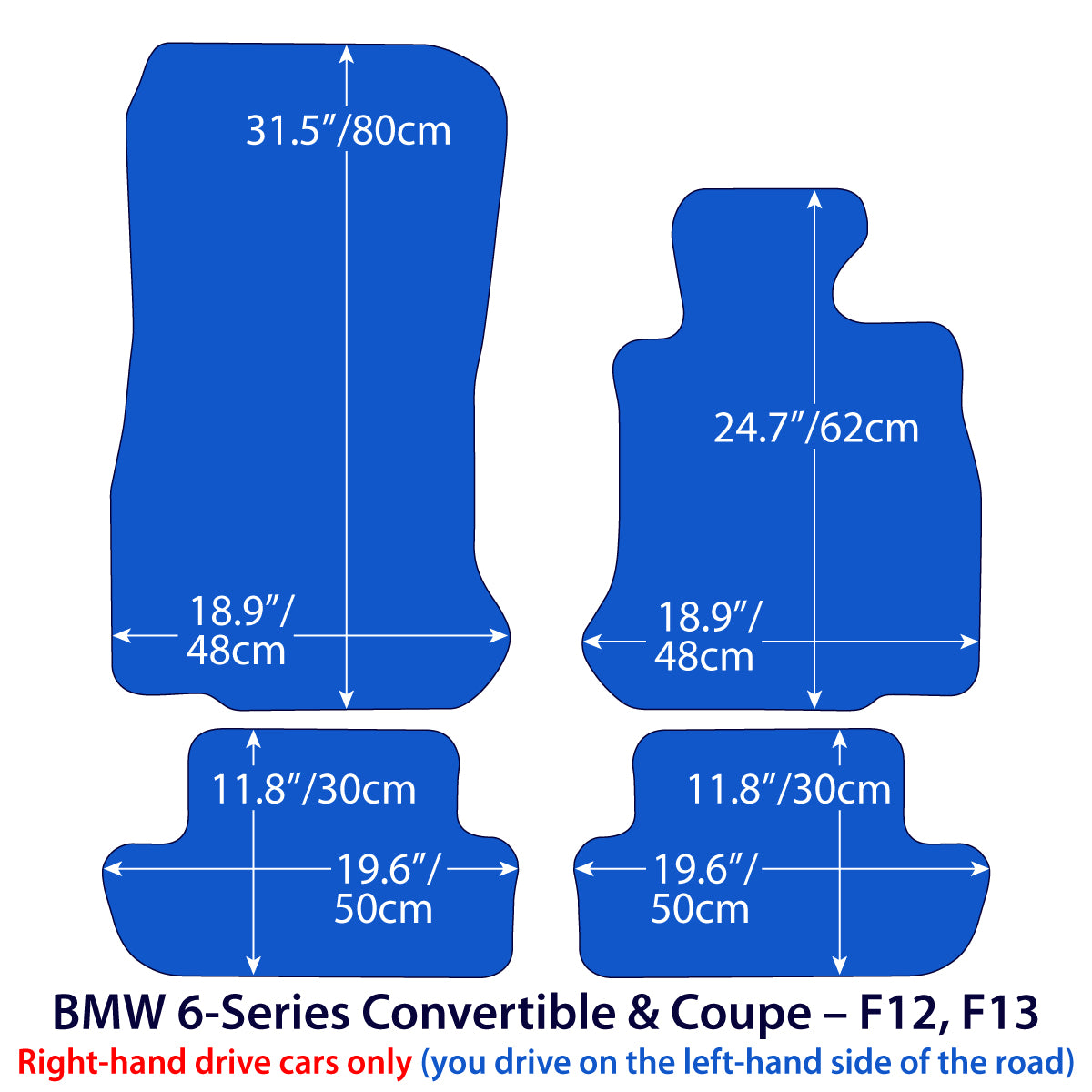 RHD BMW 6-Series Convertible &amp; Coupe Velour Floor Mats 2011-2018 – F12, F13 – Beige
