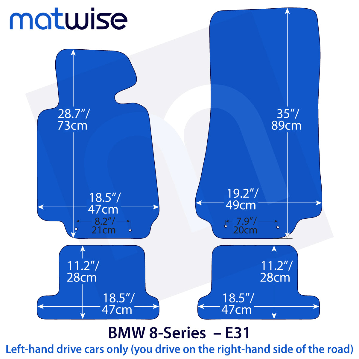 BMW 8-Series Velour Floor Mats 1989-1999 – E31 – 8 Logo