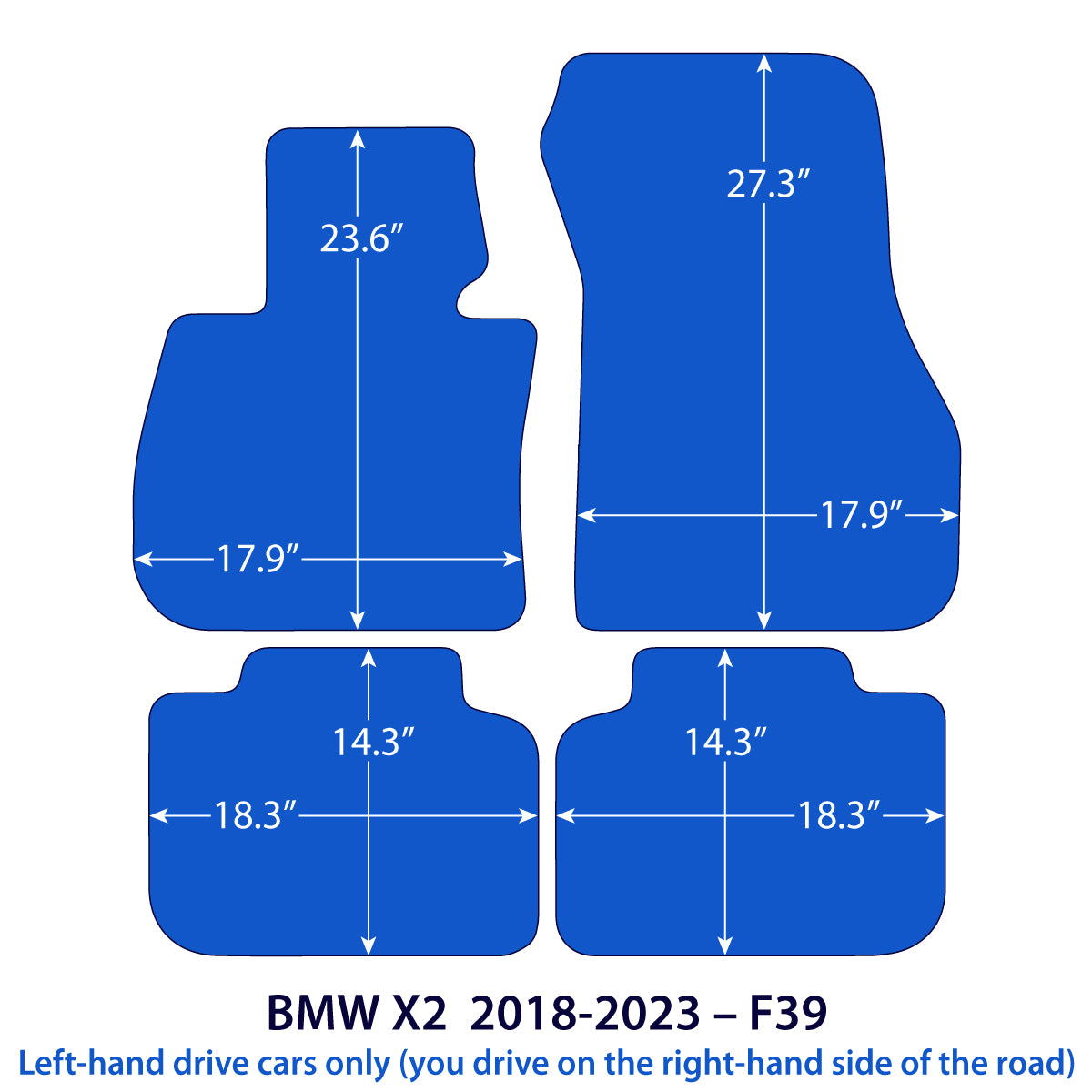 BMW X2 Velour Floor Mats 2018-2023 – F39 – Black