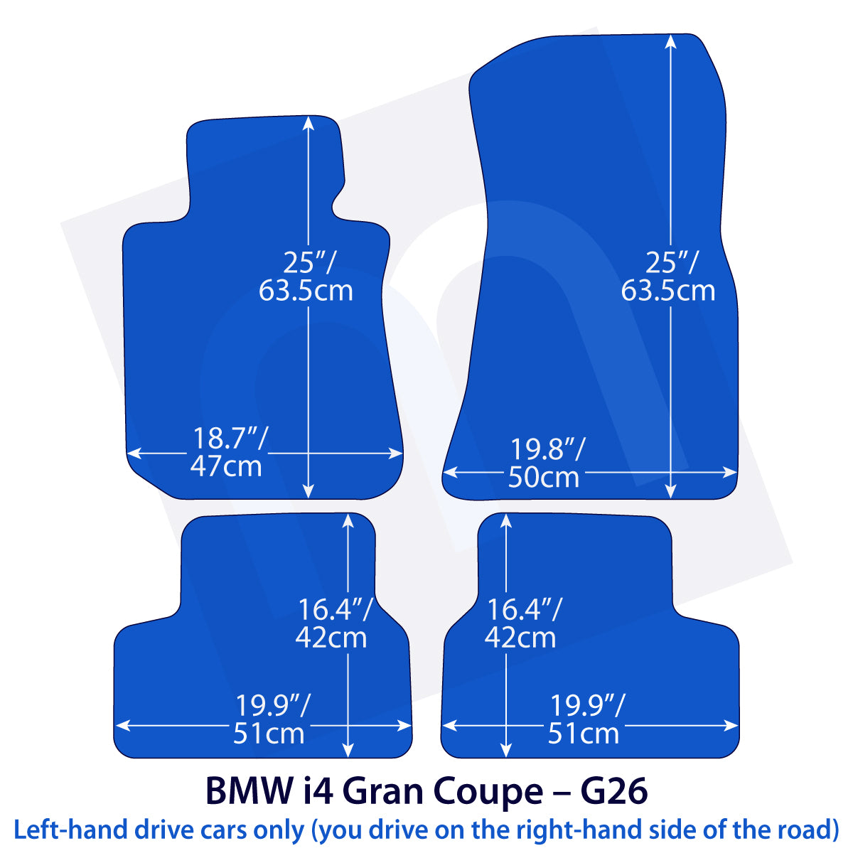 BMW i4 Gran Coupe Velour Floor Mats – G26 – 4 Logo