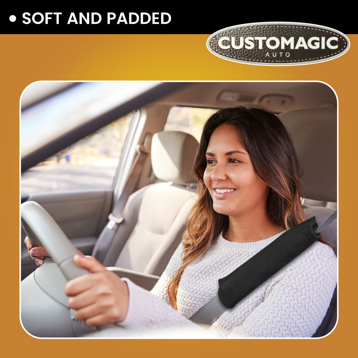 Customagic Black Seatbelt Covers | Set of 2 | Universal Fit