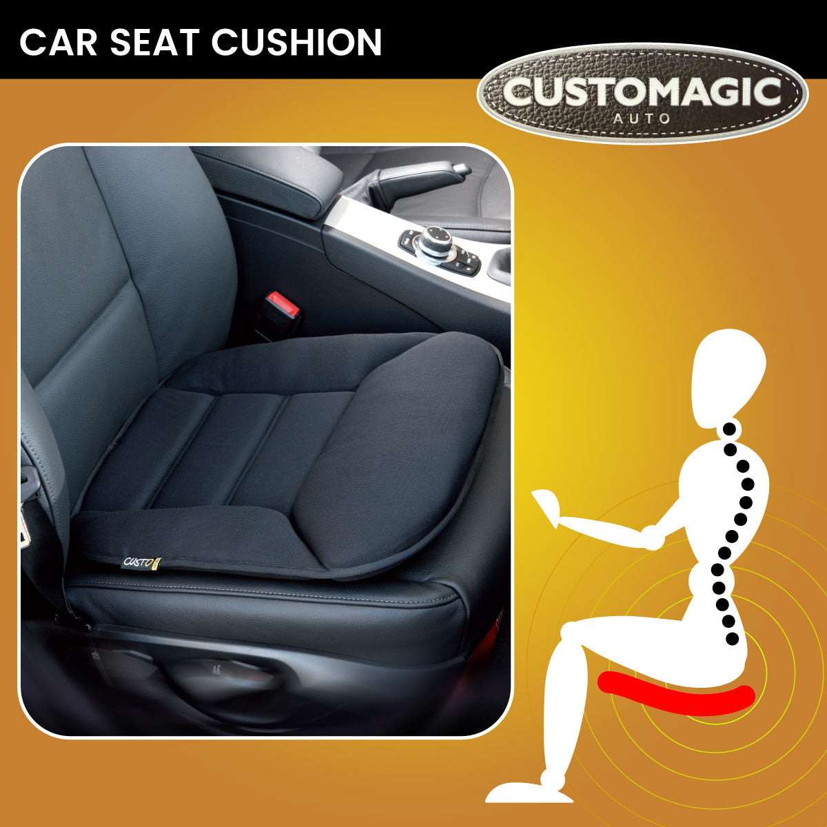 Customagic Car Seat Cushion | Ergonomic | Memory Foam