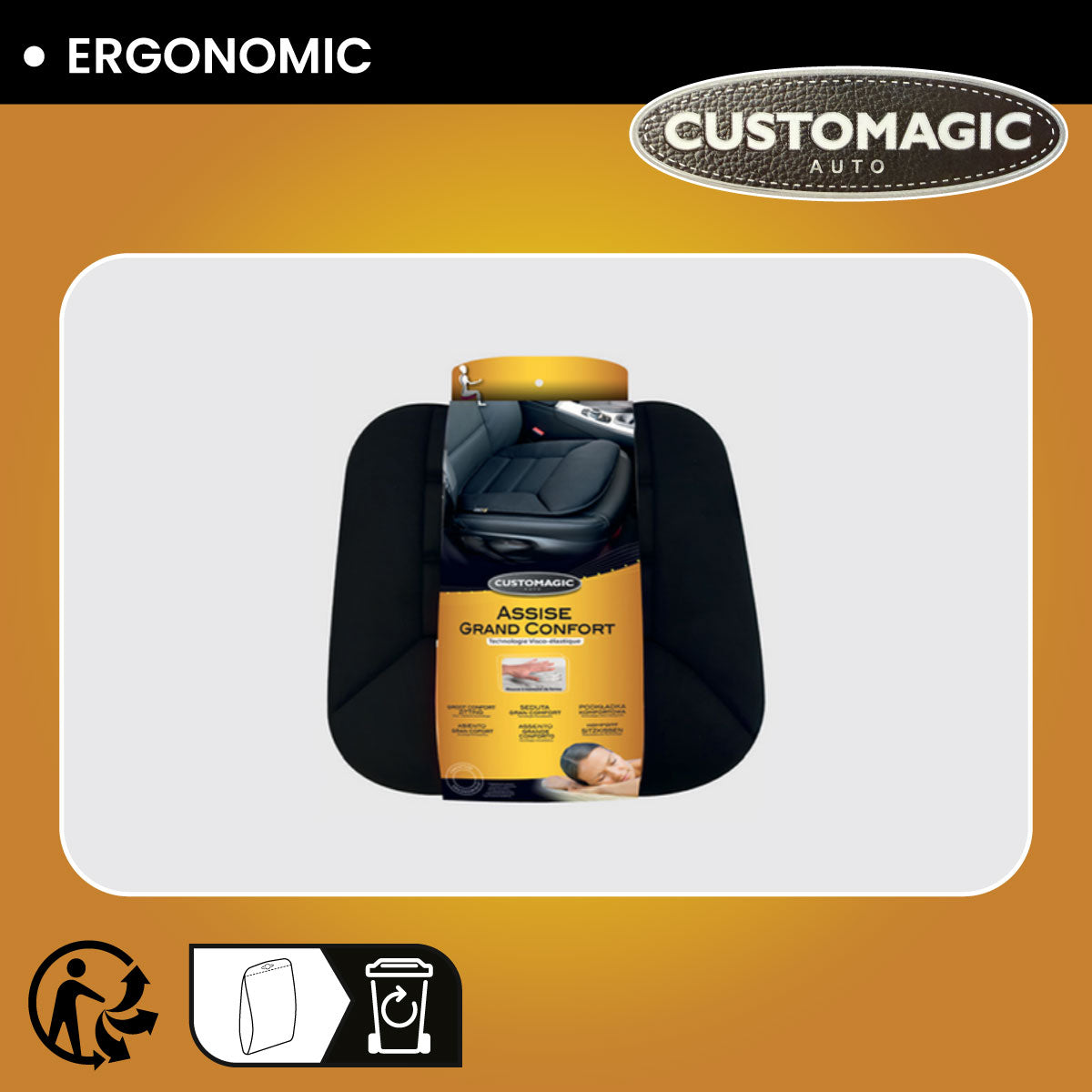 Customagic Car Seat Cushion | Ergonomic | Memory Foam