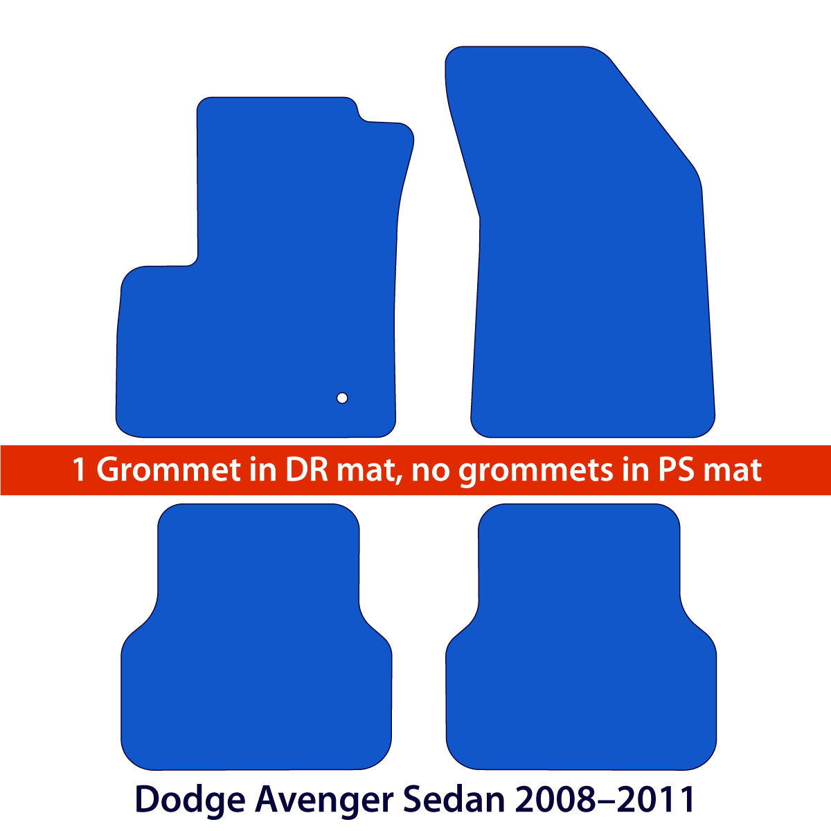 Dodge Avenger Sedan Velour Floor Mats 2008–2011 – Black