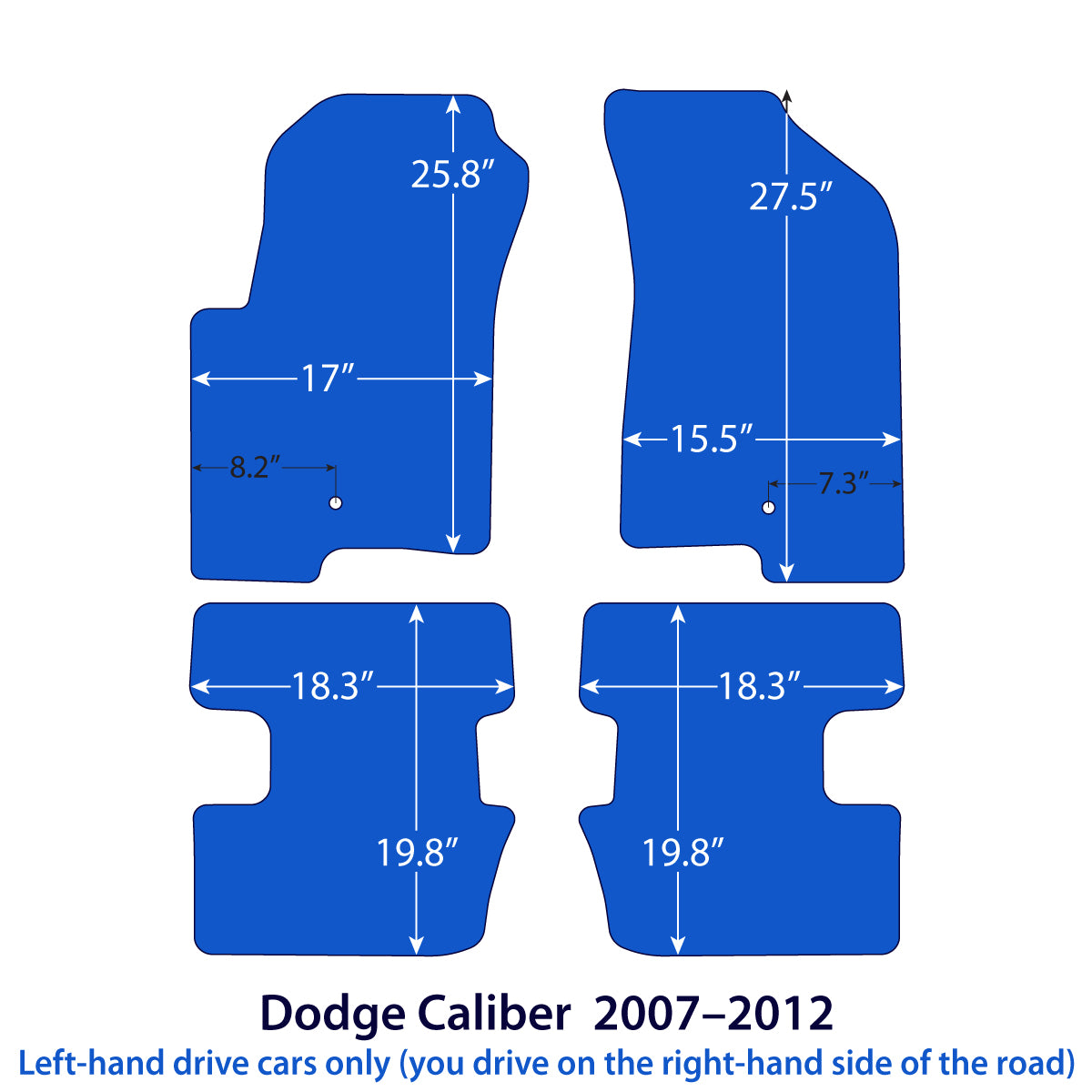 Dodge Caliber Velour Floor Mats 2007–2012 – Black