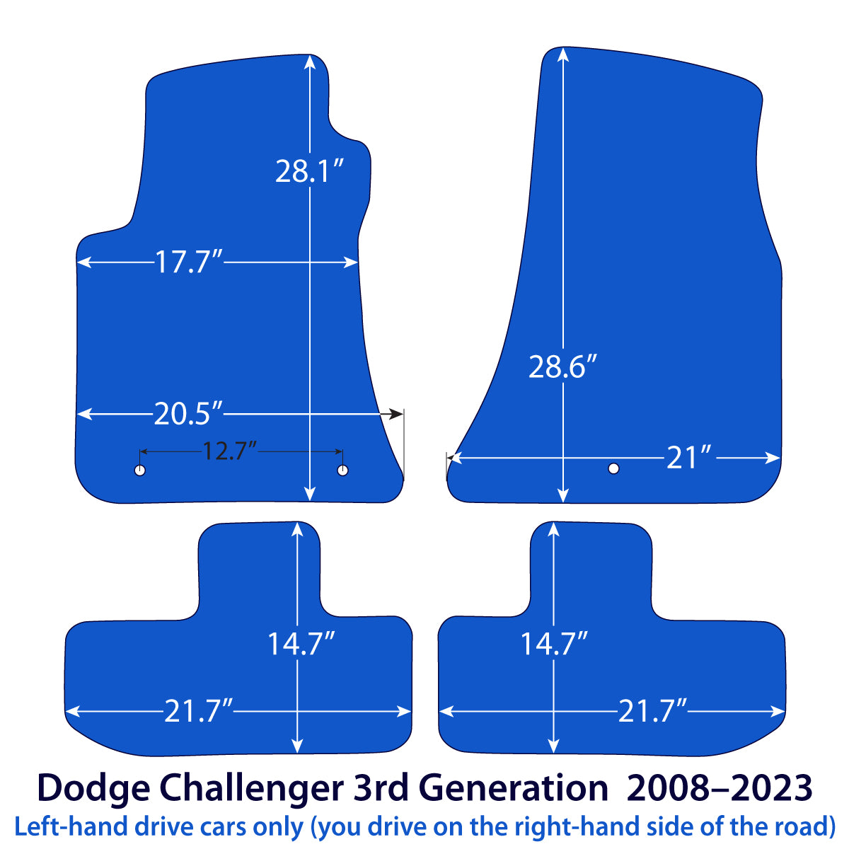 Dodge Challenger Velour Floor Mats 2008–2023 – Black
