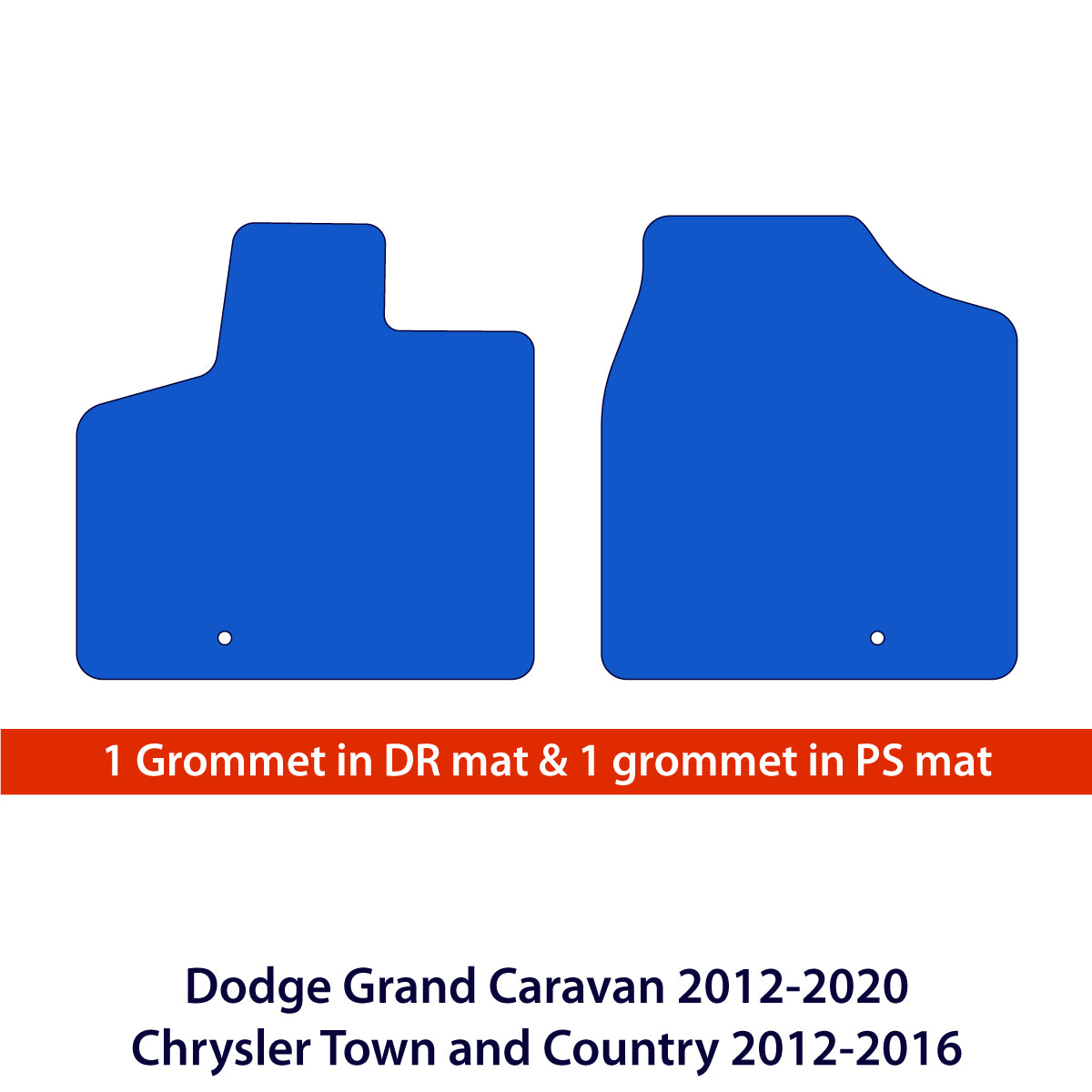 Dodge Grand Caravan 2012-2020 & Chrysler Town and Country 2012-2016 1st Row Velour Floor Mats – Black