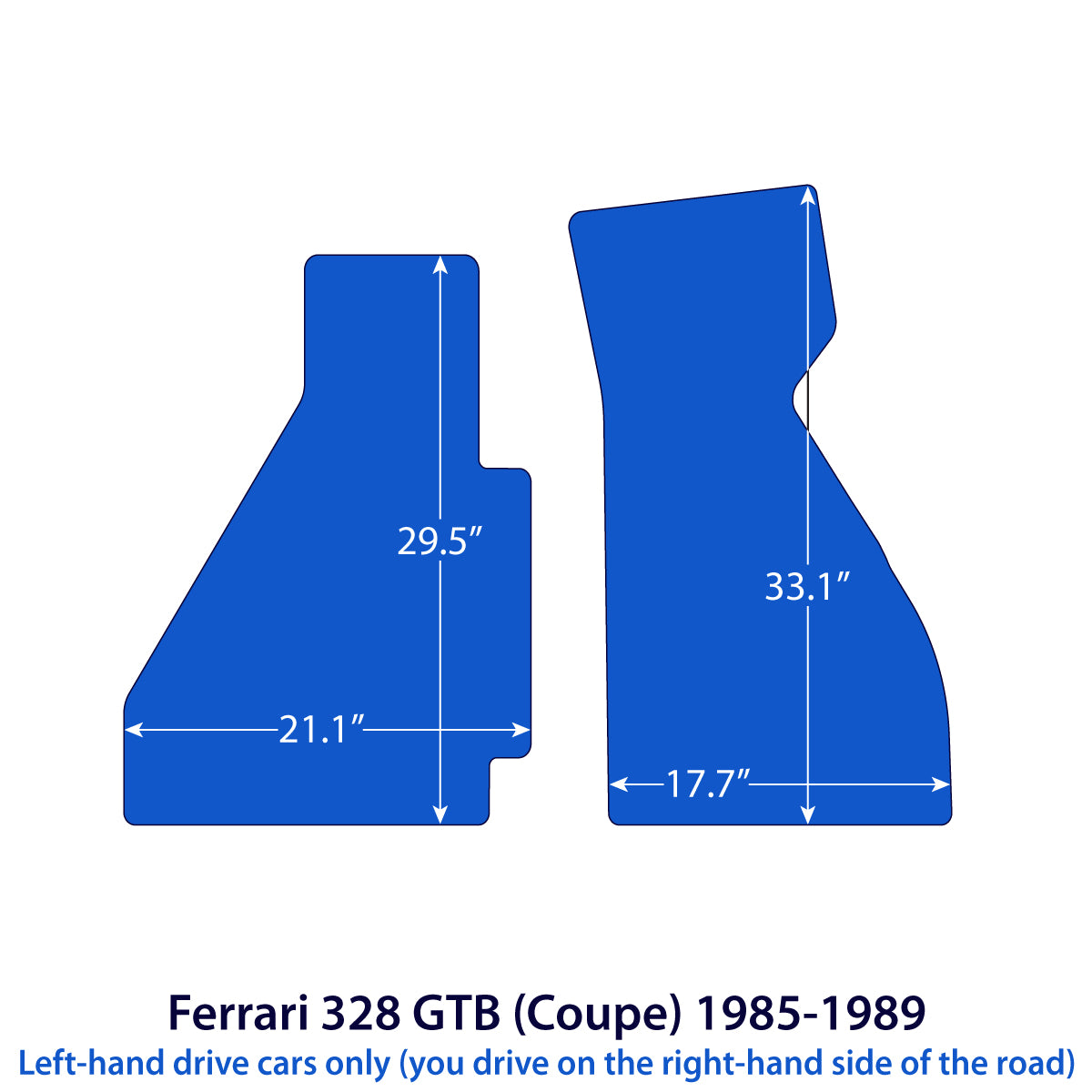 Ferrari 328 GTB – Gran Turismo Berlinetta Velour Floor Mats 1985-1989 – Coupé – Black