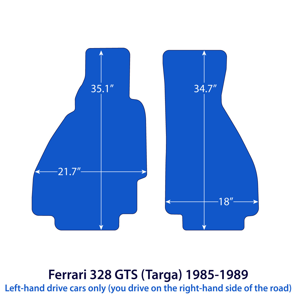 Ferrari 328 GTS – Gran Turismo Spider Velour Floor Mats 1985-1989 – Targa – Black