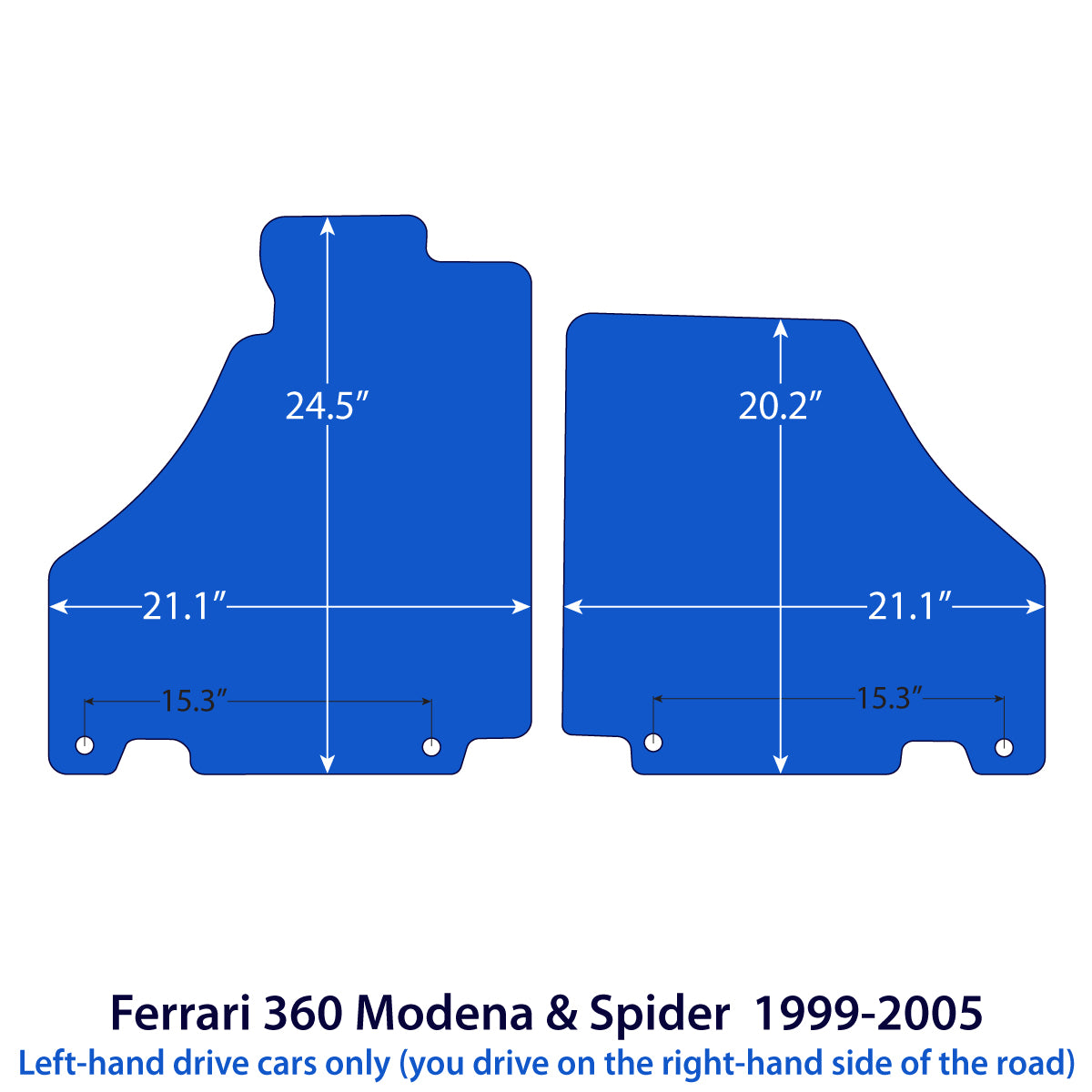 Ferrari 360 Modena &amp; Spider Velour Floor Mats 1999-2005 – Black