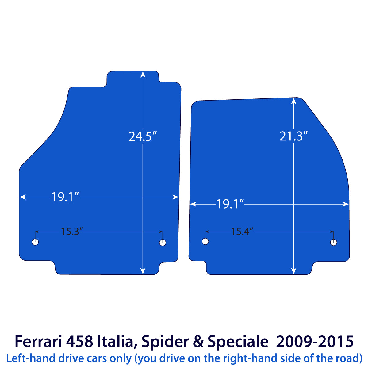 Ferrari 458 Italia, Spider &amp; Speciale Velour Floor Mats 2009-2015 – Black