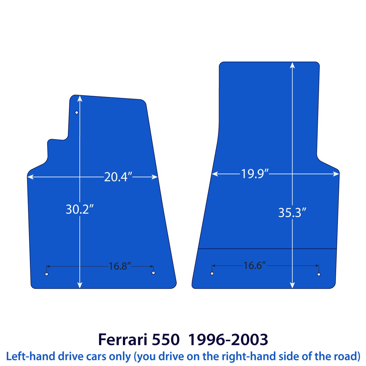 Ferrari 550 Maranello &amp; Barchetta Pininfarina Velour Floor Mats 1996-2003 – Black