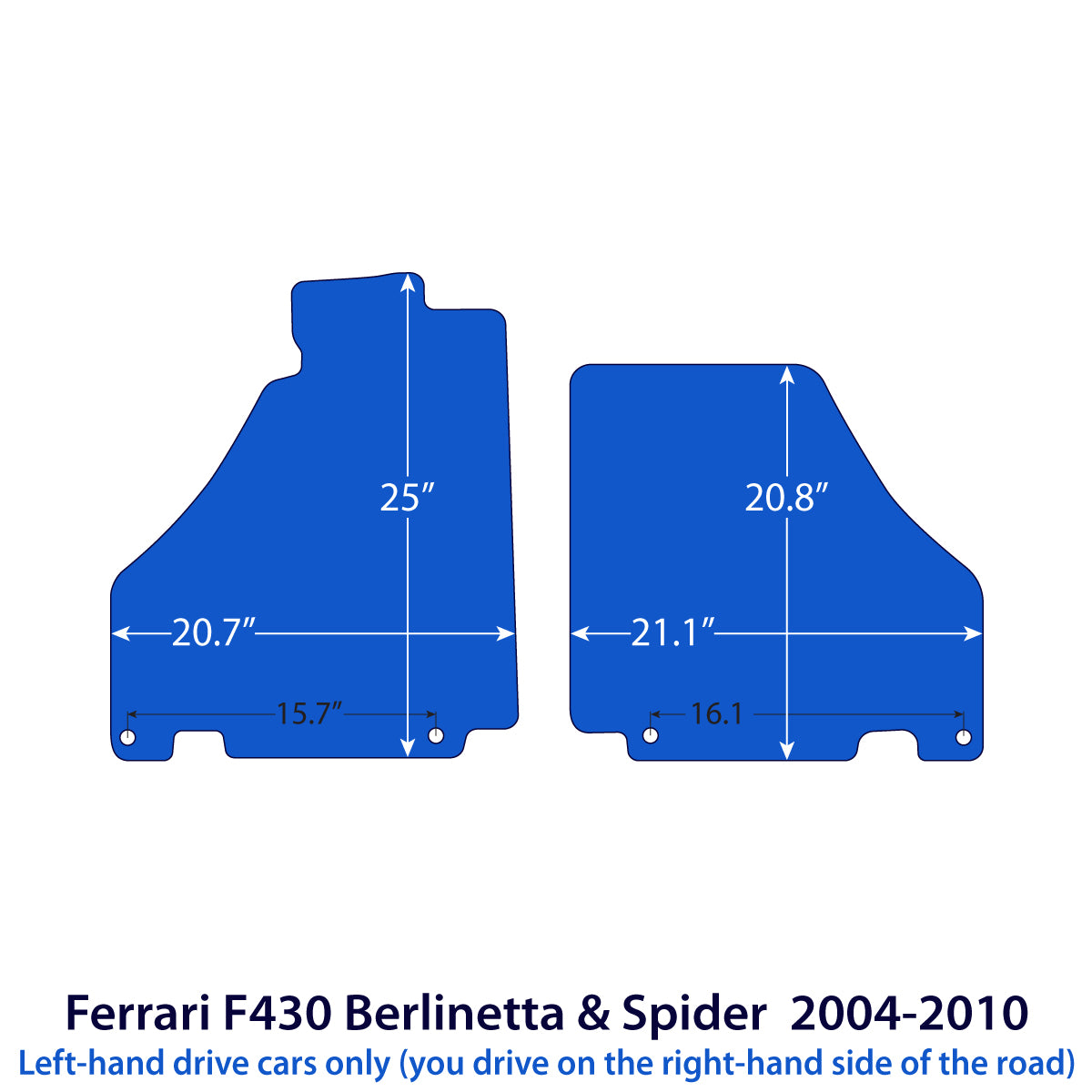 Ferrari F430 Berlinetta &amp; Spider Velour Floor Mats 2004-2010 – Black