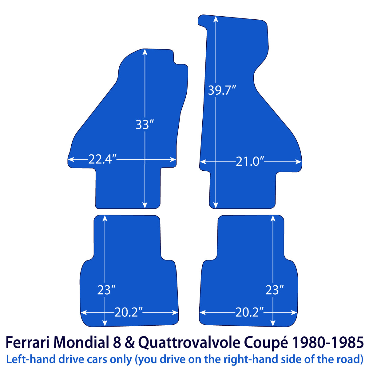 Ferrari Mondial 8 & Quattrovalvole Coupé Velour Floor Mats 1980–1985 – Black