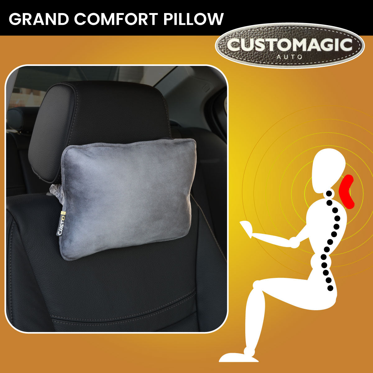 Customagic Neck Pillow | Memory Foam | Washable Cover