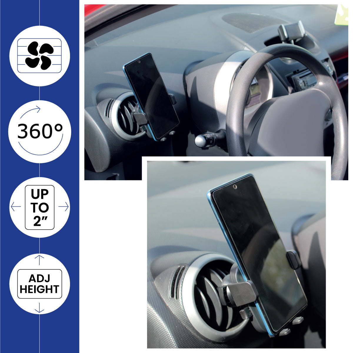 ImdiCar Car Phone Holder | Vent Mount | Adjustable Width &amp; Height