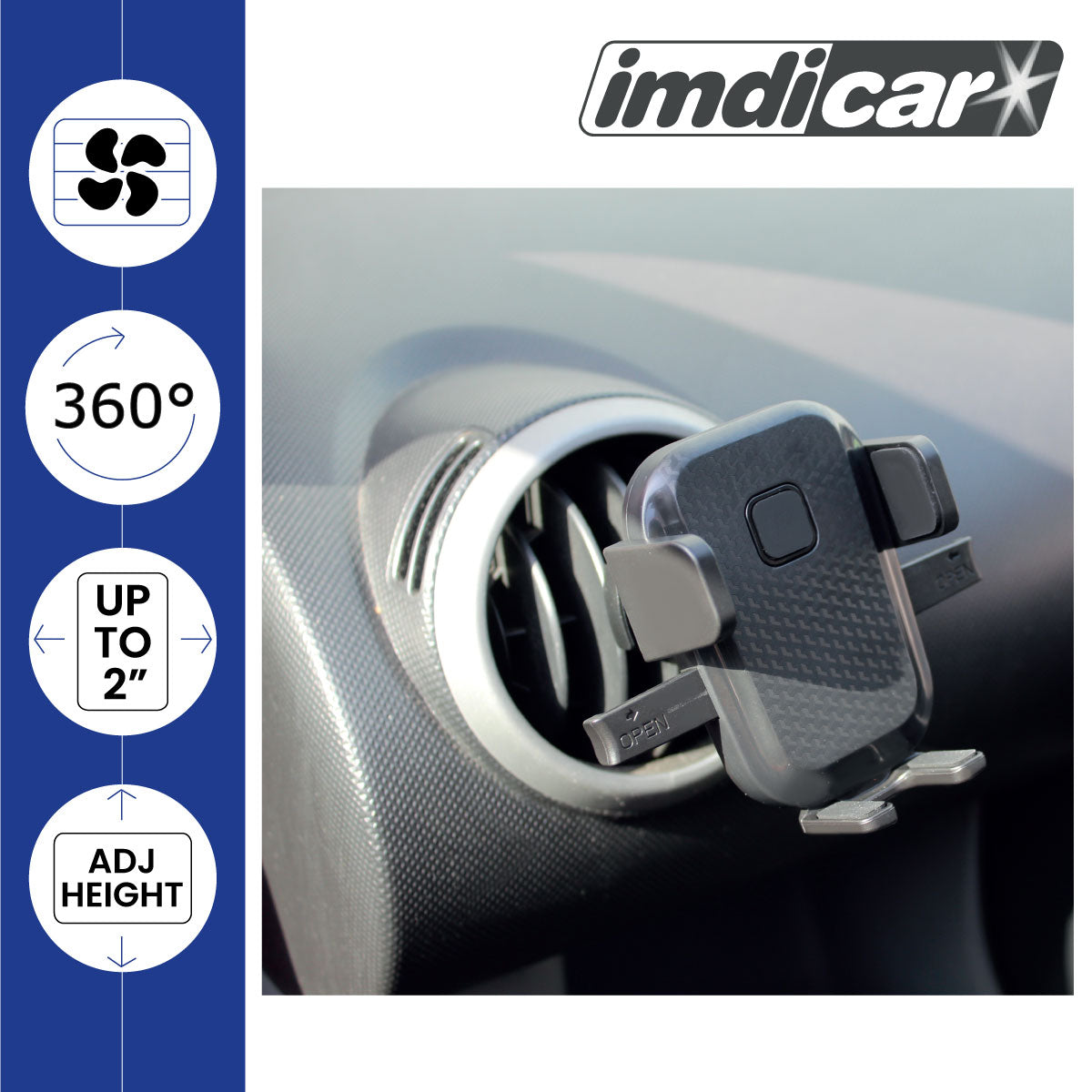 ImdiCar Car Phone Holder | Vent Mount | Adjustable Width &amp; Height