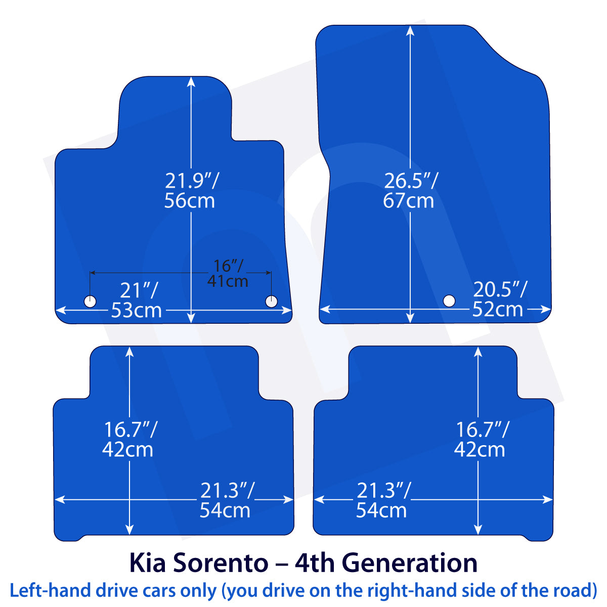 Kia Sorento 2021-2026 Velour Floor Mats – 4th Generation – Beige