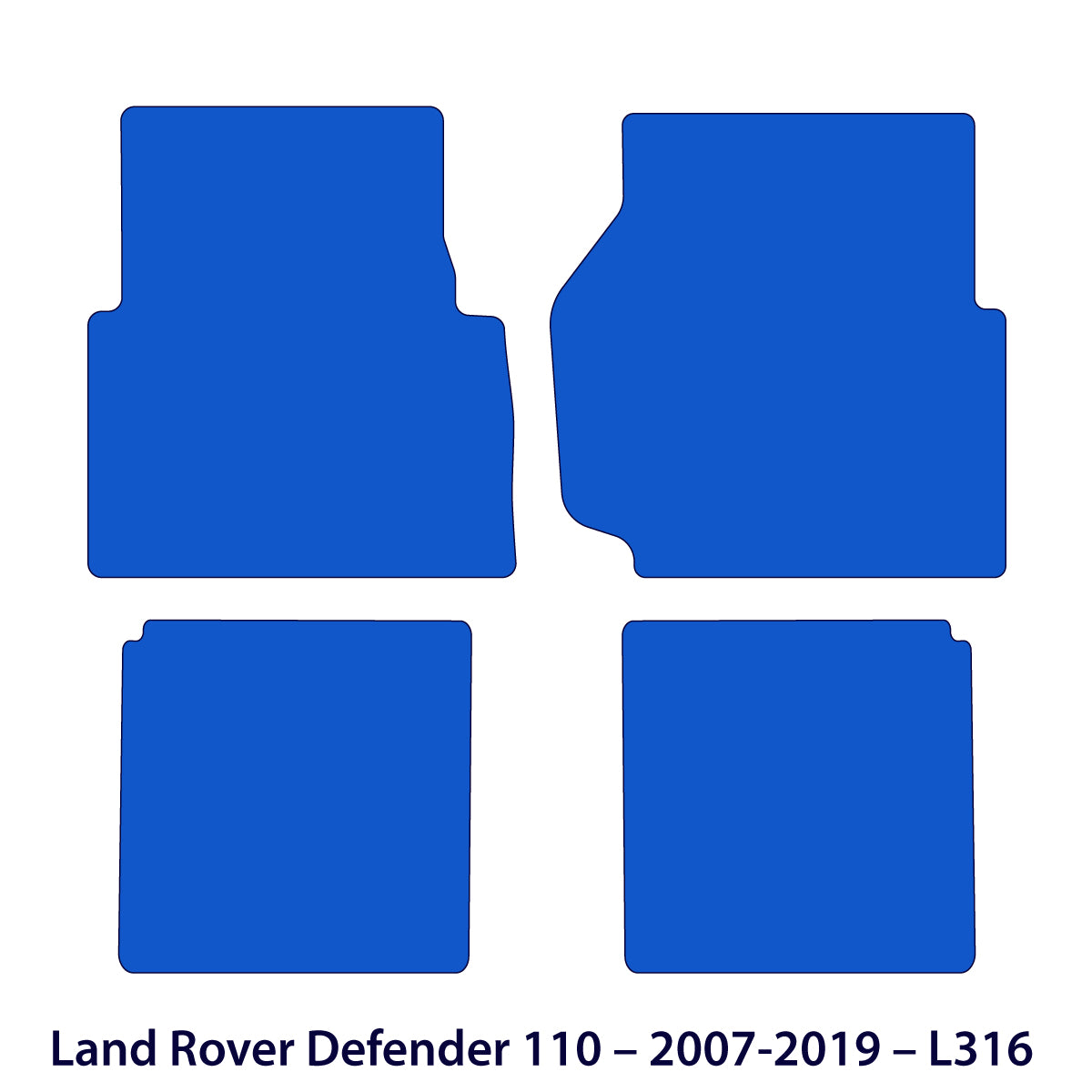 Land Rover Defender 110 Velour Floor Mats 2007-2019 – L316 – Black