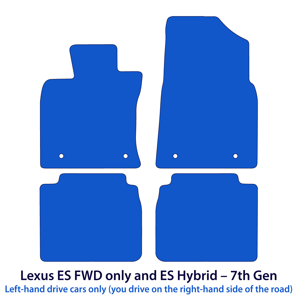 Lexus ES FWD only and ES Hybrid Velour Floor Mats 2019-2025 – 7th Gen – Black