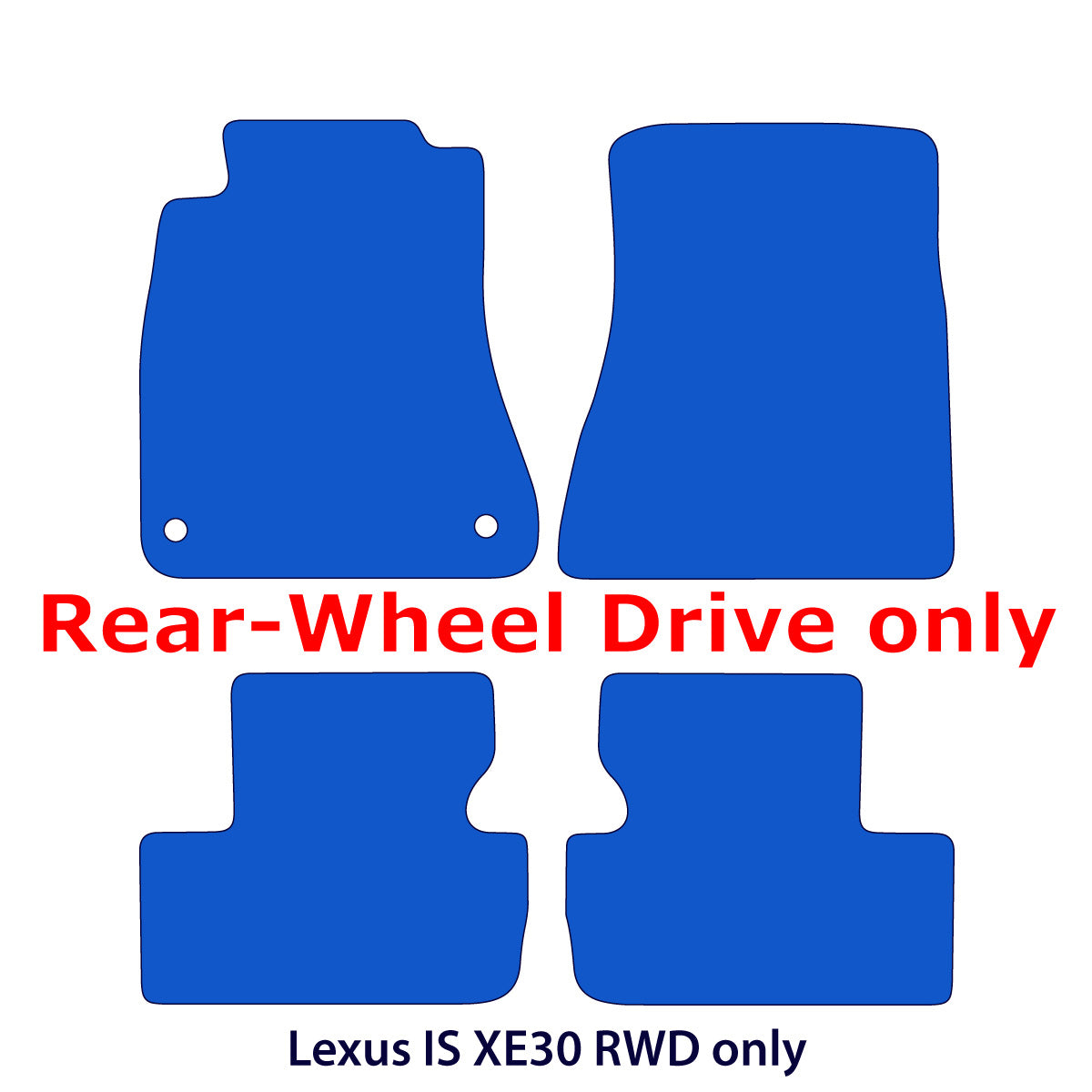 Lexus IS Sedan Velour Floor Mats 2014-2025 – RWD XE30 – Black