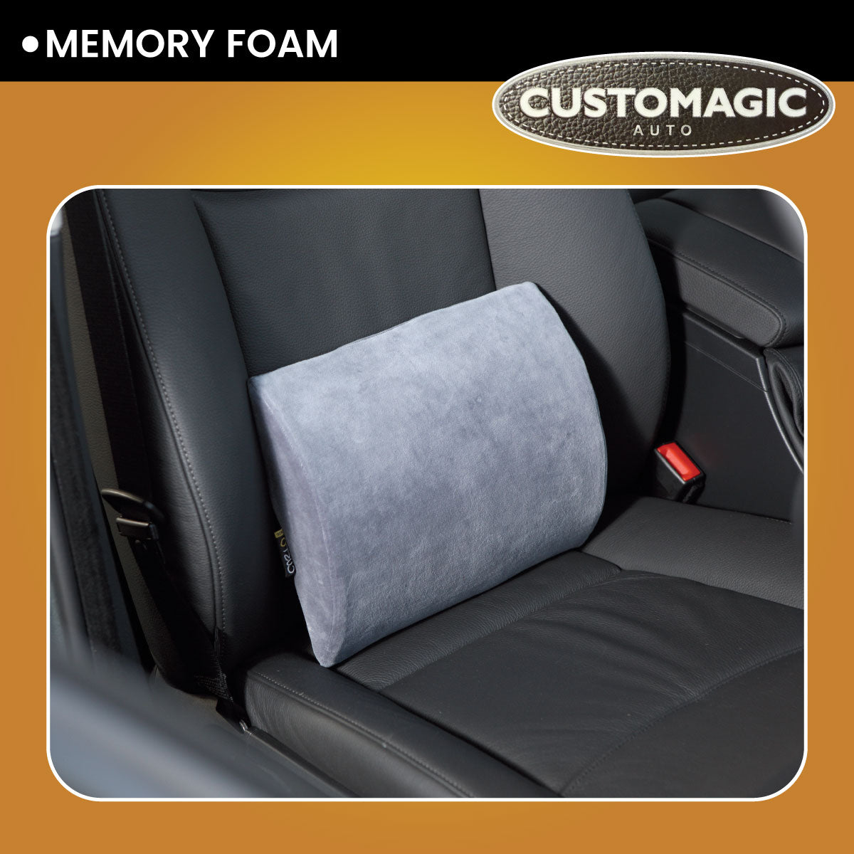 Customagic Lumbar Cushion | Memory Foam | Washable Cover