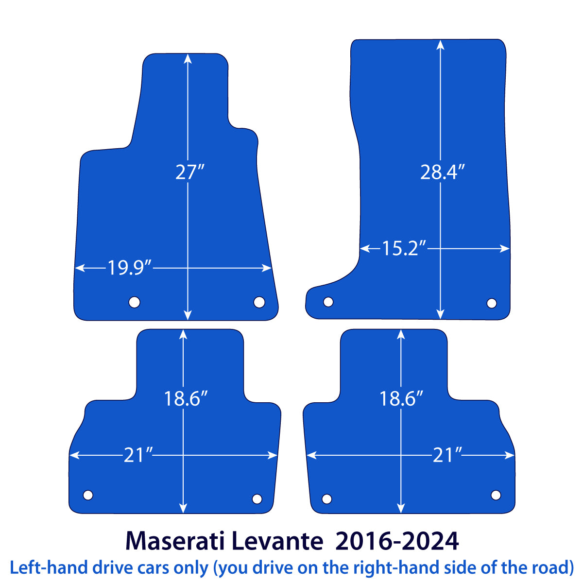 Maserati Levante Velour Floor Mats 2016-2024 – Black