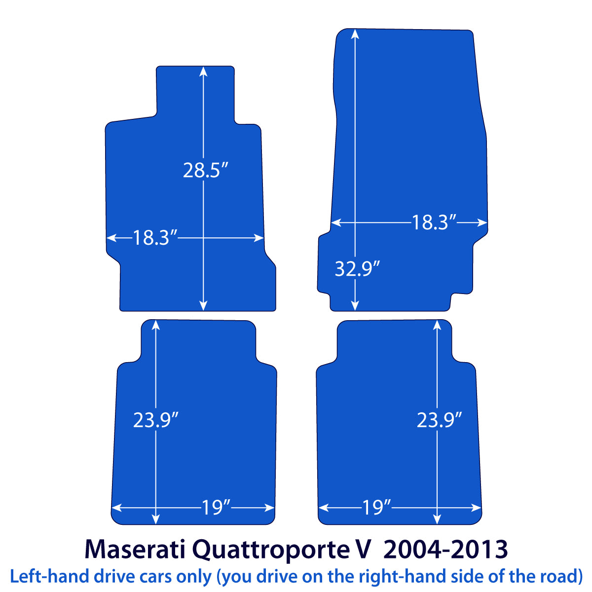 Maserati Quattroporte V Velour Floor Mats 2004-2013 – Black