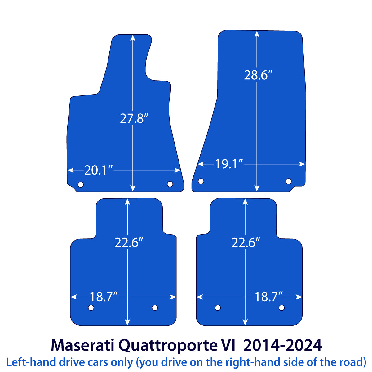 Maserati Quattroporte VI Velour Floor Mats 2014-2024 – Black