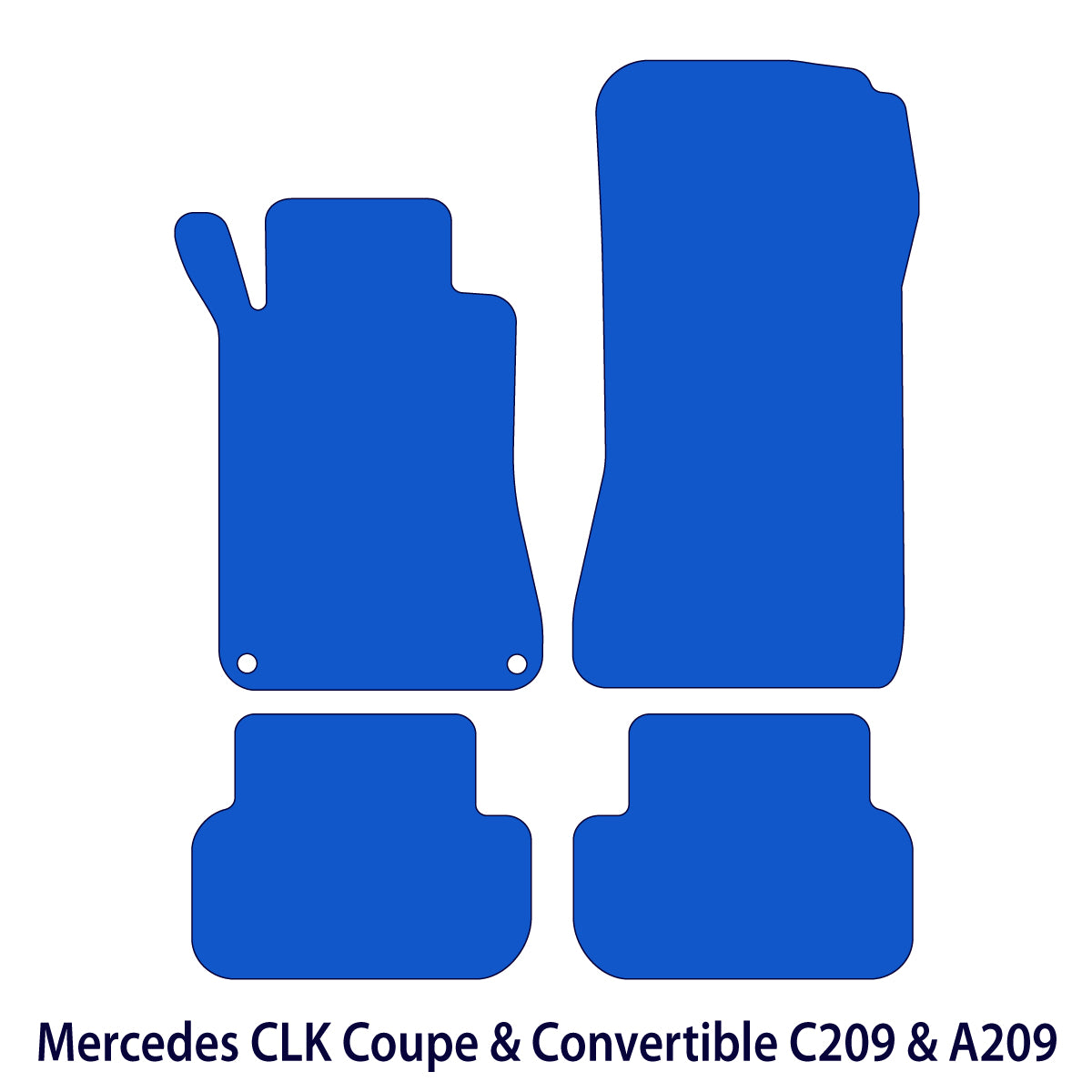 Mercedes CLK Velour Floor Mats – Coupe &amp; Convertible C209 &amp; A209 – Black