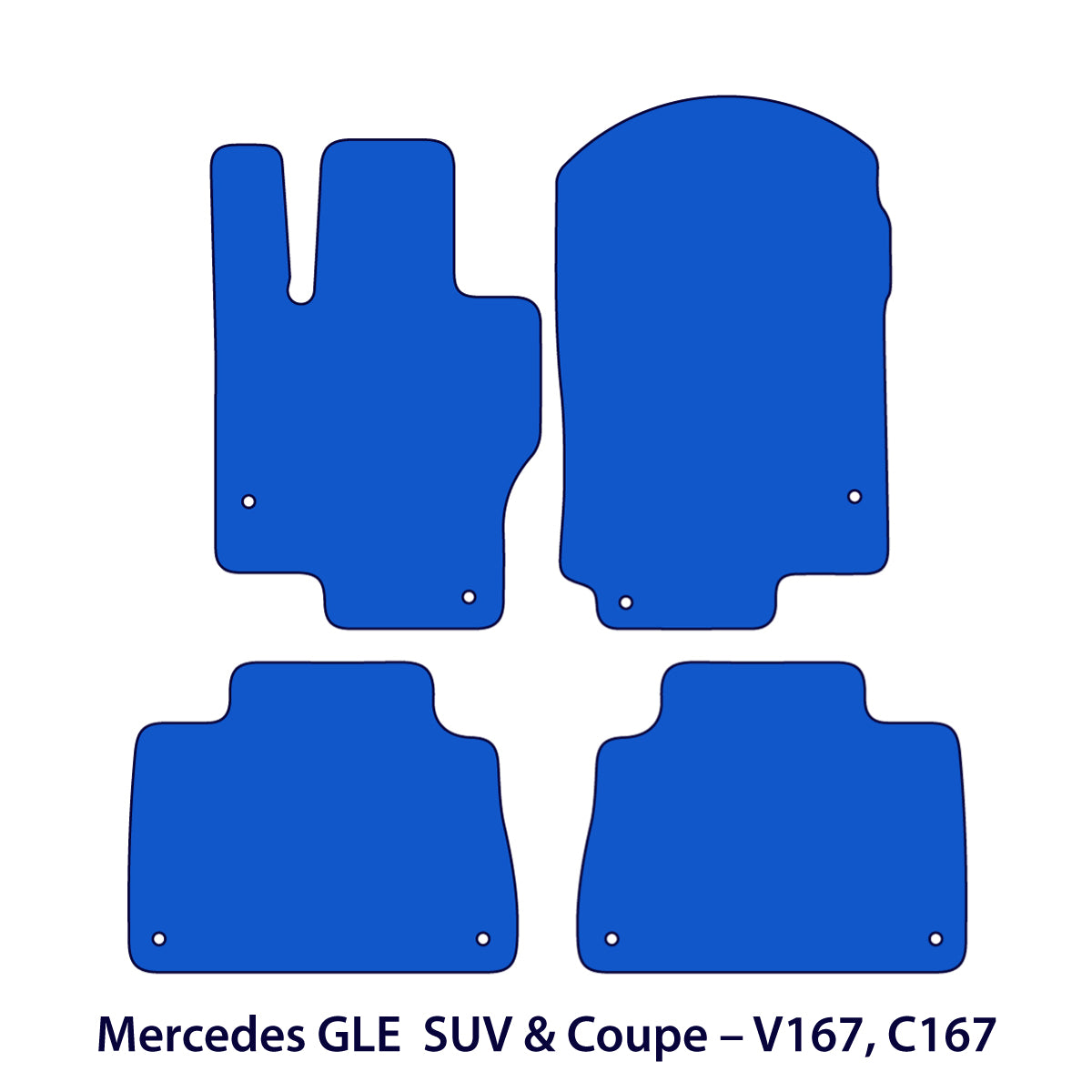 Mercedes GLE Velour Floor Mats 2020-2026 – SUV & Coupe V167 C167 – Black