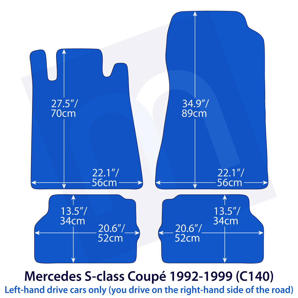 Mercedes S-Class Coupé Velour Floor Mats 1992-1999 – C140 – Black