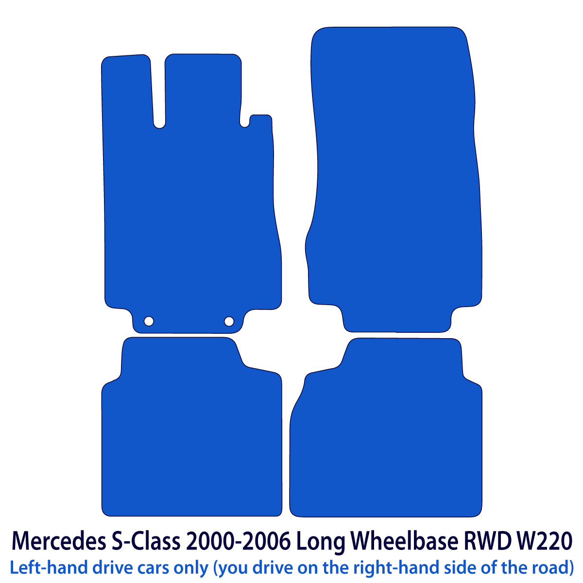 Mercedes S-Class Long RWD Velour Floor Mats 2000-2006 – W220 – Black