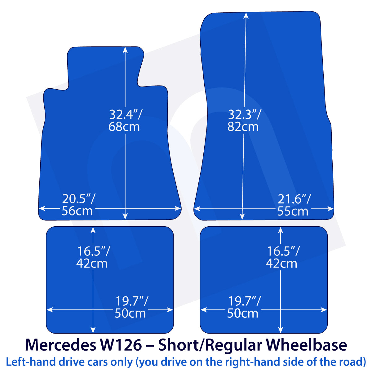 Mercedes S-Class Velour Floor Mats 1979-1991 – W126 – Black