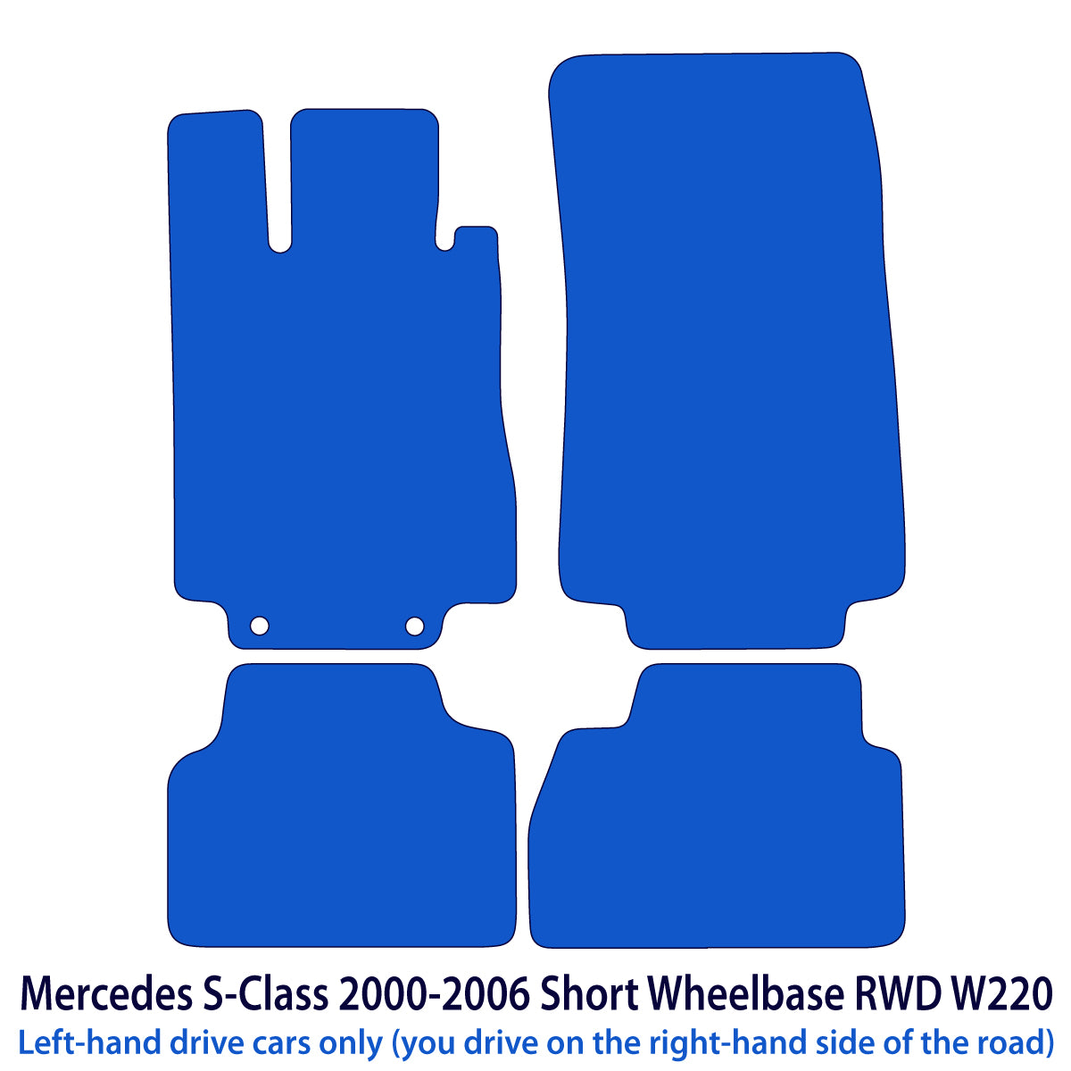 Mercedes S-Class Short RWD Velour Floor Mats 2000-2006 – W220 – Black
