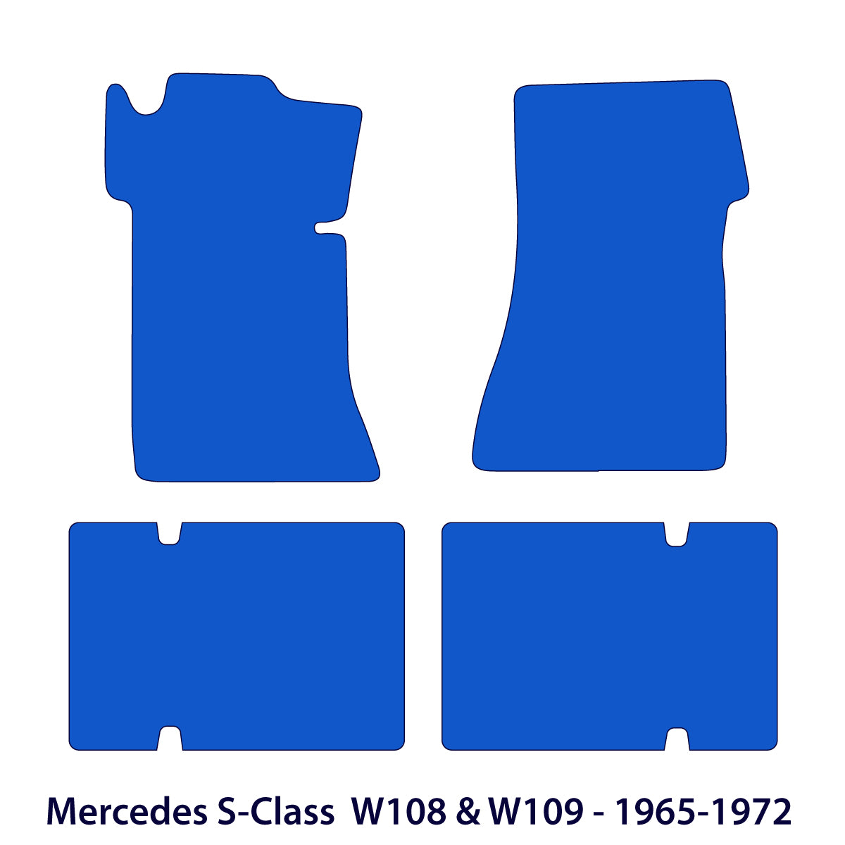 Mercedes W108 & W109 Velour Floor Mats 1965-1972 – Black