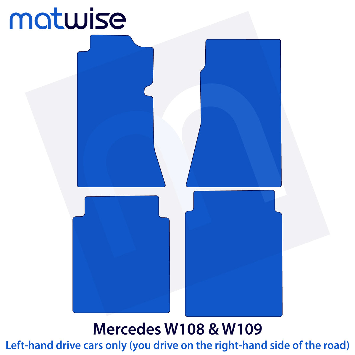 Mercedes W108 & W109 Velour Floor Mats 1965-1972 – Black