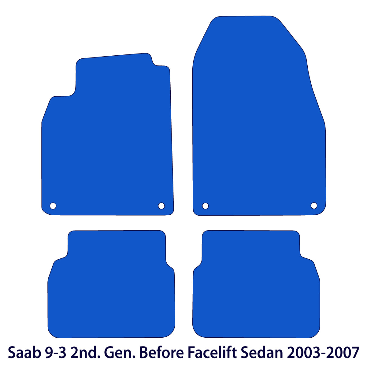 Saab 9-3 Velour Floor Mats 2003-2007 – Sedan &amp; Wagon – Black
